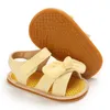 Sandały Śliczne letnie sandały żółte księżniczka dekoracja dziobu swobodny miękki gumowy podeszwa przeciw poślizgowe pojedyncze buty 0-18m butów do chodzenia dla niemowląt240429