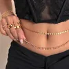 Taille -ketengordels Waterdichte roestvrijstalen tailleketen Trend Bohomia Rhinestone Belly Chains Dames zomer sexy strand bikini body sieraden geschenk D240430