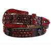 Western Cowboy Bling Bling Colorful Ovski Crystal Rhinestone Belt Skull Conchos Studded Belt tre avtagbart spänne för kvinnor och Men5714629