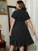 Basic Casual Dresses Womens Dresses Fr Shipping Sexy Dp V Black Spring Summer Large Size Long Dress Chic Dots Plus Size Women Clothing Y240429426E