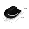 Berets Rhinestes Tassels Cowboy Hat Jazz Cap Wide Cowgirl voor Masquerade Fancy Dress Carnivals