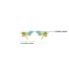 Boucles d'oreilles WANTME 925 STERLING SIGHT MIGLE COLORED Zircon Dragonfly Fomen Fashion Fashion Chic Turquoise Charme d'oreille Bijoux