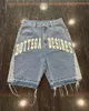 Street Harajuku Mode Jeans American Retro Brief gestickt Denim Shorts High Street Boys lässig losen Hosen Männer 240428