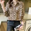 Women's Blouses Fashion Woman Blouse 2024 Autumn Vintage Long-mouwen Luipaardprint Chiffon Shirt Elegant Loose Office Lady Shirts en