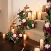 2 stks bruilofts gangpad decor kunstmatige rozenkrans tafel centerpieces gesimuleerde lantaarnbloem voor bruiloft lente in/outdoor decor 240422