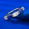 Klastrowe pierścienie sklep 925 Sterling Srebrny Owalny Cut 4 6 mm szafirowy kamień szlachetny dla kobiet