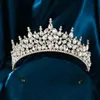 Tiaras Fashion Elegant White Crystal Tiara Crown Wedding Hair Bijoux Bride Bride Luxury Queen Girls Couronne Accessoires