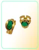 Design de niche européen et américain Highend Inralide Emerald Ring Femme Personnalité de mode exagérée