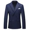 Fashion Mens Casual Boutique Business Couleur solide Double Breasted Suit Veste Blazers Coat 240430