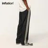 Men's Pants striped side straight leg sports pants unisex drAWstring waist sports pantsL2405