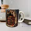 Tazas Cerámica 3D estantería taza de agua creativa copa de agua con mango un estante de biblioteca amantes de los libros de café regalo de Navidad