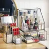 Cosmetische organizer badkamer organizer/stapelbare 2-delige ladeset opslag/antieke aanrechtkoppeltafel make-up doos spiegel ss schoonheid display Q240429