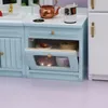 1 12 BJD Dollhouse Mini Kitchen Decoration Modèle Mobilier Armoire d'angle Blue Cuisine Top Cover OB11 Doll House Accessoires 240424