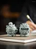 Tea Pets 2pcs Stone Animal Sculpture Cute Lion Pet Ornaments Creative Fortune Feng Shui Decoration Table Decorative Crafts