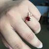 Ringos de cluster meibapj natural granada vermelha preciosa anel de borboleta na moda para mulheres Real 925 Sterling Silver Charm Jóias finas