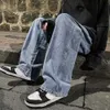 Moda coreana masculina calça de jeans de jeans clássica clássica olid cor de perna direta calça de perna larga masculino azul claro cinza preto 240426