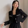 Lucyever Mode Crystal Dekoration Frauen Anzug Mantel koreanischer Wildgekerbehalsharmed Blazer Frau Casual SingleBreasted Jackets 240417