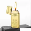 Feuerzeuge Neue Neuheit Dünn Gold Ziegel Ziegel leichter Raucherzubehör kühle Torch Butan Butan aufblasbare Feuerstein Schleifrad Offenes Flamme Pd3kno d Dhz9p