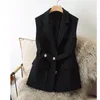 Kvinnors västar 2024 Spring Autumn Solid Color Suit Vest Female Loose Blazer Waistcoat Ladies Casual ärmlös jacka