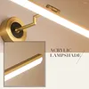 Lâmpada de parede Estilo americano 45cm Espelho LED faróis acrílico Copper Lampshade Interior Luz de banheiro banheiro banheiro banheiro