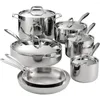 Cookware Sets Tramontina 80116/249DS Gourmet Stainless Steel Induction-Ready Tri-Ply Clad 12-Piece Set NSF-Certified Made In Brazil