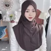Etnische kleding H124 Volwassenen Hoge kwaliteit Big Size Muslim hijab sjaal met kin gedeelte Islamitische hoofddoekhoeden Armia trekt op de hoofdpool tulband