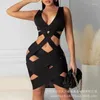 Lässige Kleider wepbel y2k schwarze sexy bodycon kleie Frauen Sommer Schnüre-up-Design ärmellose enge Hohlhülle Mini Club Party