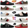 Itália Transporte de homens GRATUITOS Designer gratuito Bee Ace Casual Shoes Women White White Leather Sapato Verde Red Stripe Bordado Os tênis de tênis tênis 35-46