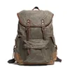 Backpack M294 Multifunction Mens Canvas Leather Vintage Waterproof Laptop Daypacks Large Capacity School Bags Big Rucksack Retro