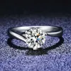 Anneaux de bande% d'origine 18K Platinum VVS 1 D MYDUTURIT DIAMOND RING LURXE MARIAGE EXQUISITE BIJOUR Q240429