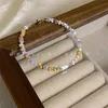 Kedja koreanska utsökta vita pärlor färgglada pärlband för kvinnor söt pärlstav justerbar elastisk armband parti trendiga smycken