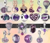 Fit Charms 925 Bracelet Perle Boîte originale Fashion Flowers Purple Flowers Lotes Zircon Bijoux de charme européen8946712