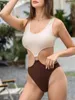 Dames badmode 2024 Ring Linked Monokini Cut-Out One Piece Swimsuit Women Hollow Out Sexy Female Beachwear Bathing Swimming Swim Suit