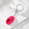 Resin Cute 3D Slipper Shoes Keychain for Women Friend Gift Kawaii Simulation Fluffy Pendant Bag Box Car charms Keyring Jewelry