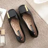 Casual Shoes Sdwk Women Soft Leather Square Toe Flat Buckle Fashion Ladies Footwear Autumn Spring Vit Black 43 AD4309