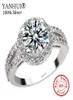 YANHUI 100 925 Pure Silver Engagement Ring S925 Stamp 2 Carat CZ Diamant Wedding Rings For Women Size 4 5 6 7 8 9 10 11 YR091 Y183255551