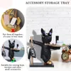 ブルドッグクール彫刻犬飾りバトラーストレージボックストレイノルディックテーブル装飾樹脂動物彫刻コインピギーバンク240429