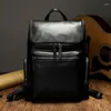 Rucksack hochwertige echte Leder Männer handgefertigt Vintage Herren -Laptopbeutel Mochila Travel Boys Shoolbag