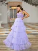 Casual jurken Missord 2024 Paarse tutu feestjurk voor verjaardag Elegante vrouwen strap pailletten losse a-line mesh cake long prom ball jurk