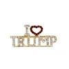 Pimler Broşlar Trump Crystal Rhinestones Benzersiz Tasarım Mektubu Kırmızı Kalp I Love Sözleri Pin Kadın Kızlar Elbise Takı Damlası Teslimat Dh9dh