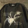 American Retro Street Spider Graphic T-shirt for Men and Women Summer Loose Fitting College Style Couple Short Sleeved Top Y2k 240113