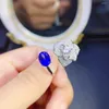 Cluster anneaux fs Natural 6 8 Electro Optic Blue Tanzanite Open Ring pour les femmes S925 Pure Silver Fin Fashion Charme de mariage Bijoux de mariage