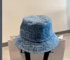 Hombras de cubo de borde anchos sombrero de cubo de jean para mujeres diseñador de mezclilla azul vaquero bob sol protección solar gorros diseñador de sombrero de sol streetwear