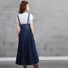 Casual Dresses Summer Dress 2024 Yuzi.May Boho Denim Women Back Zipper Pleated Suspender Vestidos A82291 Vintage Woman Vestido