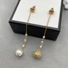 Boucles d'oreilles de créateur de diamants Perle Boucle d'oreille de boucles de boucles pour femmes Boucles d'oreilles de bijoux de pendentif Gift coloré petit diamant complet