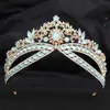 Tiaras di lusso verde opal cristallo fiore goccia goccia di tiara femminile festa di matrimonio eleganti accessori per capelli a corona da sposa da sposa