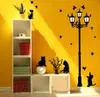 Naughty Black Cats Birds and Vintage Street Light Lampe Diy Stickers Wall Decoration Home Living Salle Salle Sticker Mall Sticker3846387