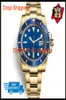 Top Luxury Mens Uhren Mechanische Edelstahl Automatische Golduhr mit Kronensport -Selbstwind Blue Watches 116610 Armbandwatch1698765