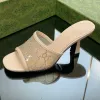 مصممي النعال الجدة صندل الأزياء الشاش راينستون الصندل المتقلب للسيدات 7.5 سم عالية الكعب مصنع للأحذية المصنع للأحذية أعلى جودة النعال