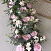 50100cm DIY Mariage Fleurs Arrangement mural Supplies Silk Rose Artificiel Floral Row Decor Marriage Arch Dethrop Decoration 240429